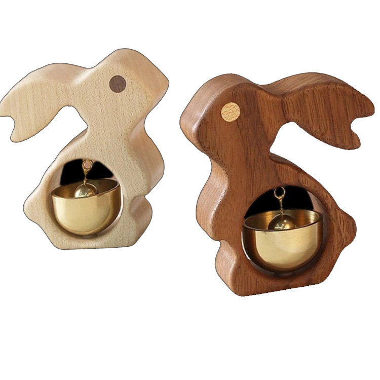 Заешки магнити за хладилник от масивно дърво, ръчно изработен месингов звънец